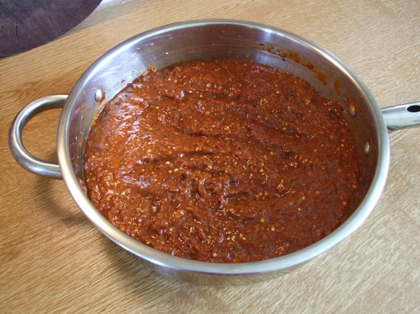 Pan of chilli sauce